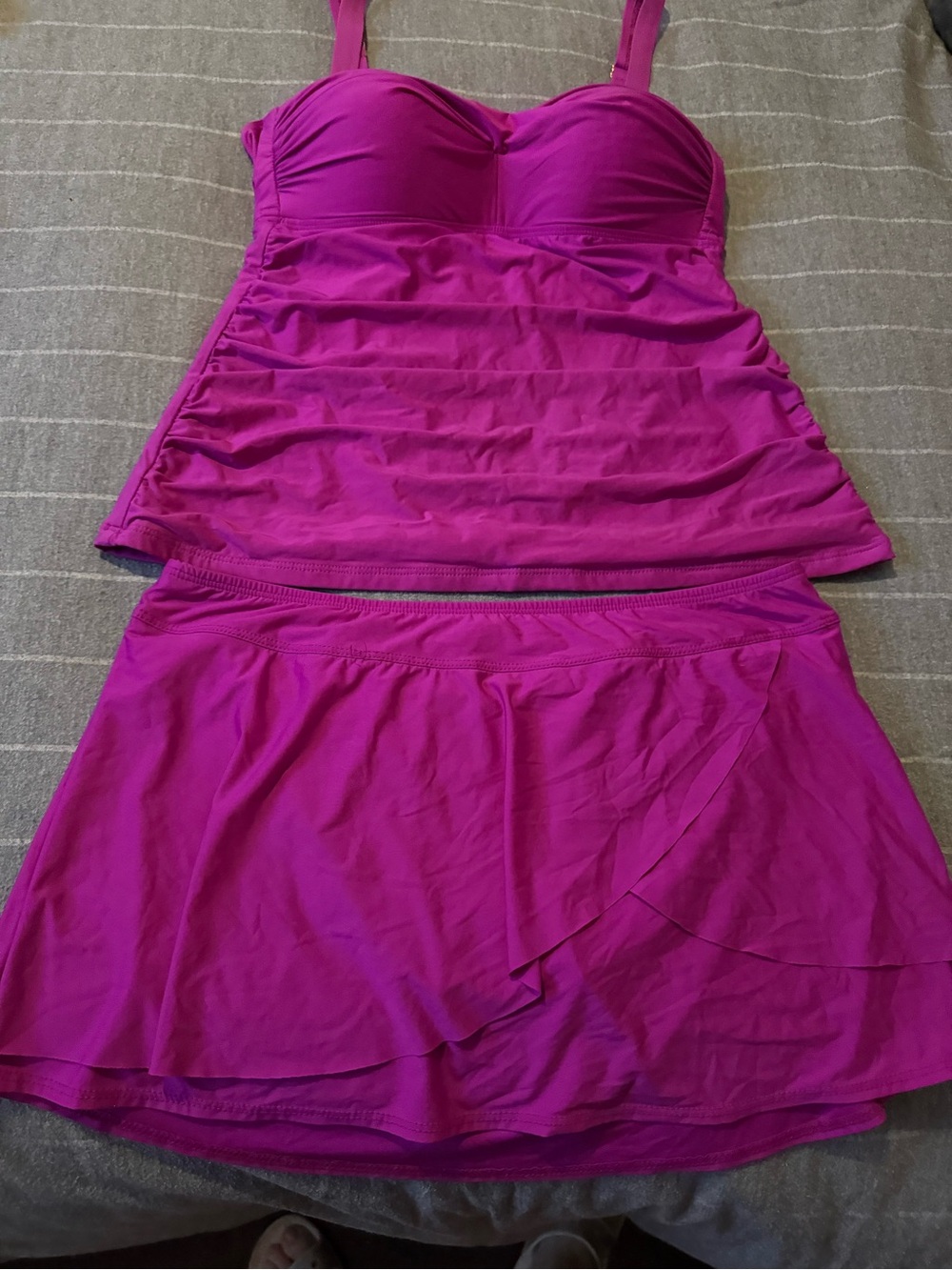 Alex Marie Fuchsia Tankini Set with Skirt